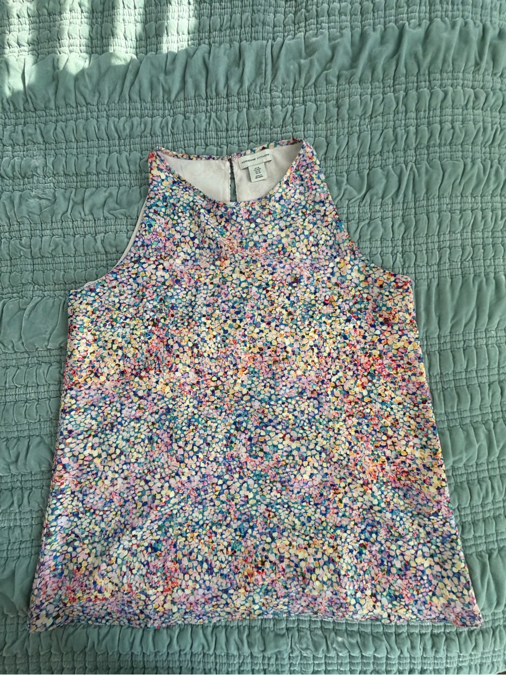 Adrienne Vittadini Multicolor Confetti Halter Tank Top-Med